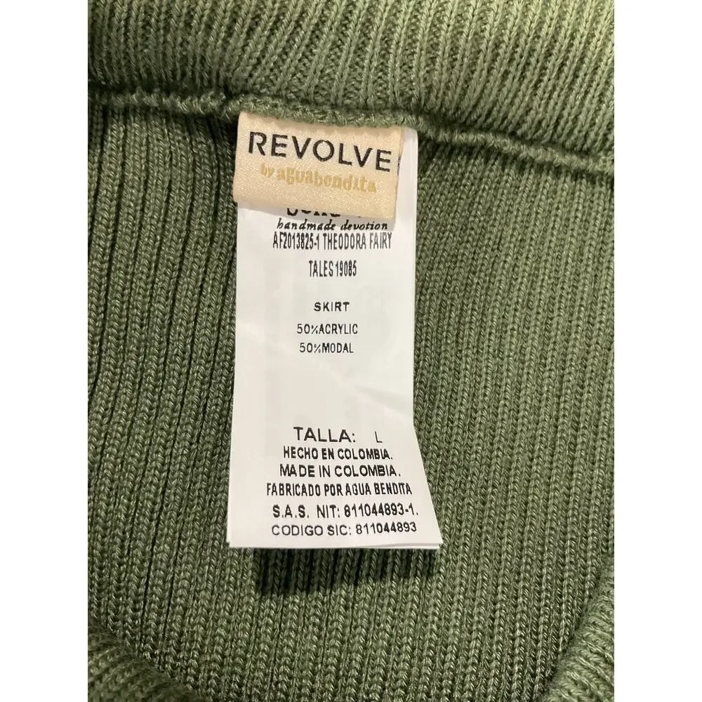 Agua Bendita Knit Sage Theodora Skirt Size L